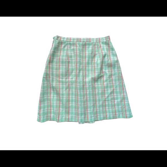 Vintage 70s Tan Jay pleated plaid skirt - Picture 2 of 4